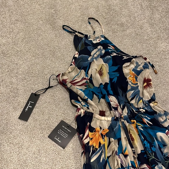 NWT Lulus Gazebo Spirit Navy Blue Floral Print Maxi Dress - Picture 7 of 8